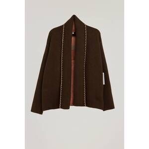 NEW FLAT WHITE women's pug cardigan in brown